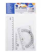 Набор геометрический малый (треуг.2шт.,лин.16,тр-р) прозрачн., Centrum