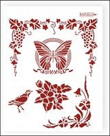 Трафарет пластиковый многоразовый Виноград и бабочка (20х25) (Л-072)