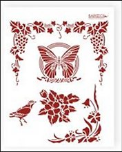 Трафарет пластиковый многоразовый Виноград и бабочка (20х25) (Л-072)