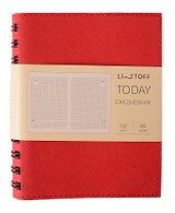 Ежедневник недат. А6 152л "Today" красный, иск.кожа, интегр.переплет, тонир.блок, евроспираль, инд.уп