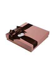 Коробка подарочная 15,5*15,5*4см, розовая с коричн. бантом, картон, Хансибэг