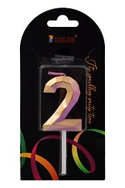 Свеча для торта Цифра 2 Градиент  (4см) (блистер) (12-7color-candle_32)