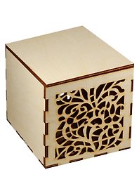 Чайная коробка-шкатулка маленькая Узор (101х96х96) (162807) (игрушка из дерева) (Полноцвет)