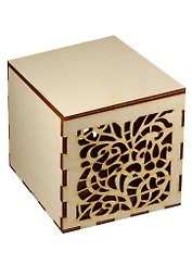 Чайная коробка-шкатулка маленькая Узор (101х96х96) (162807) (игрушка из дерева) (Полноцвет)