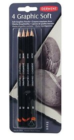Набор чернографитных карандашей Derwent Graphic Soft 4шт 6B/4B/2B/HB в блистере