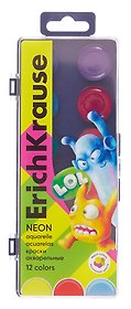 Краски акварельные 12цв "Jolly Friends Neon" пласт.коробка, европодвес