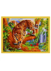 Алмазная мозаика ТМ Рыжий Кот (классич.) 40*50см Гепард на ветке, на подрамнике AC4029
