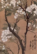 Блокнот А6+ 18 л нелин. "Белые цветы на коричневом фоне", скоба