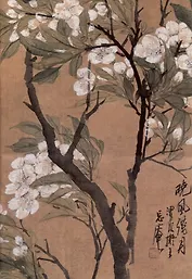 Блокнот А6+ 18 л нелин. "Белые цветы на коричневом фоне", скоба