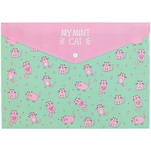 Папка -конверт «My mint cat» А4 на кнопке