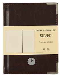 Записная книжка «Silver. Коричневый» А6, 80 листов в клетку, кожзам, Listoff