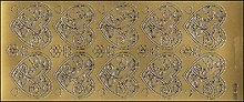 Контурные наклейки Мал. орнаменты с сердцами (190000) (лист) (зол.) (10х23см)