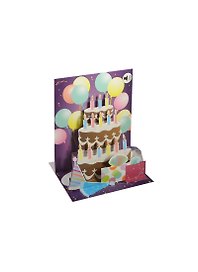 3D открытка Шары и торт (Balloons and Cake) (музыка) (SS010) (14,5х19,5)