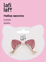 Набор заколок Ушки со стразами (2шт) (розовые) (металл) (12-ChangChi-B96) (Lafilaf)