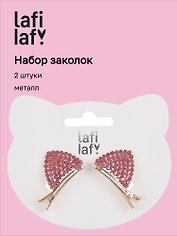 Набор заколок «Ушки со стразами», розовые, металл, 2 штуки, Lafilaf