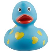 Игрушка для ванной, уточка резиновая FUNNY DUCKS "Уточка голубая в сердечках" (1042) - 1