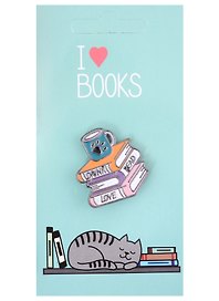 Значок «I love books. Книги и кружка. Drink Read Love», металл