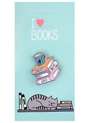 Значок «I love books. Книги и кружка. Drink Read Love», металл