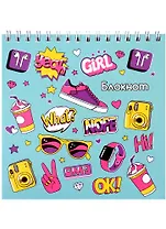 Блокнот 140*140мм 60л кл. "СТИЛЬНЫЕ АКСЕССУАРЫ" гребень, сплошн.глянц.УФ-лак, офсет 65г/м2