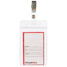 Бейдж 70*100 вертикальный, с клипом, пластик, прозрачный, GoodMark