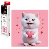Алмазная мозаика "Котенок с сердечком" 30х30 см.