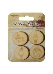 Деревянные фишки с гравировкой №4 Готовим Дома (SCB62000114) (4шт) (упаковка)
