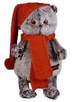 Мягкая игрушка Басик в вязаной шапке и шарфе (25 см) (Ks25-075)