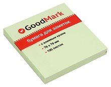 Блок бумаги 76*76 самоклеящийся зеленый 100л, GoodMark