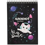 Блокнот А5 60л кл. "Cosmo Cat" гребень, сплошн.УФ-лак, белый офсет 60г/м2