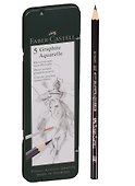 Карандаши акварельные чёрно-графитные 5 штук: НВ, 2В, 4В, 6В, 8В, Faber-Castell - 1