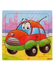 Деревянная пазл-рамка Рыжий кот Машинка 16 элементов 15х15см ИД-9963