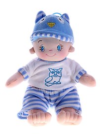 Мягкая игрушка Кукла-пупс в голубом (мальчик сова) (330308) (15см) (упаковка)