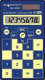 Калькулятор 08 разрядный карманный School SHA-130SCB Slim син./желт., Silwerhof