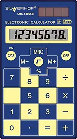 Калькулятор 08 разрядный карманный School SHA-130SCB Slim син./желт., Silwerhof