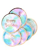 Набор бумажных тарелок Happy birthday космос с золотом (24см) (6шт) - 2