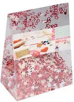 Пайетки в пластиковой упаковке с наклейкой, звездочки красно-белые (15-02407-J1)