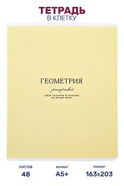 Тетрадь предметная "Геометрия", 48 листов в клетку серии "Dreamy", со справочным материалом, на скрепке, Be Smart