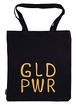 Сумка-шоппер Gold power, черная (текстиль) (40х35)