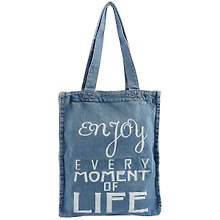 Сумка-шоппер джинсовая на молнии Enjoy every moment (40*33см) (светло-синий)