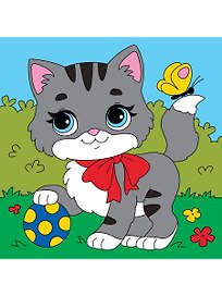 Набор для творчества Рыжий Кот. Холст с красками «Котёнок с мячом», 15х15 см