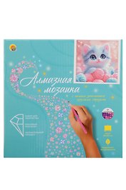 Набор для творчества Рыжий Кот. Алмазная мозаика классическая «Котенок в клубочках», 20 х 20 см, 24 цвета, с подрамником, с полным заполнением