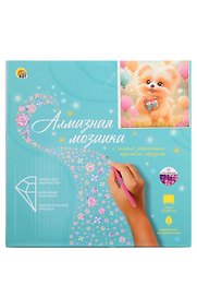 Набор для творчества Рыжий Кот. Алмазная мозаика классическая «Щенок с подарком», 20 х 20 см, 24 цвета, с подрамником, с полным заполнением