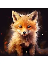 Холст с красками по номерам "Малыши. Маленькая лисица", 30 х 30 см