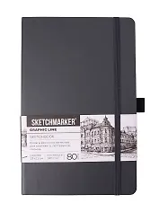 Скетчбук 13*21 80л "Sketchmarker" графитовый, 140г/м2, слоновая кость, тв.обл.