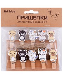 Прищепки декоративные с веревкой "Котики"