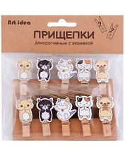 Прищепки декоративные с веревкой "Котики"