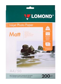 Фотобумага матовая двусторонняя Lomond, А4, 200 г/м2, 50 листов