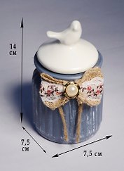 Банка декоративная Прованс Птичка с бантиком (7,5х7,5х14) (222-066)