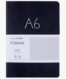 Записная книжка «Format. No 1» А6+, 60 листов в клетку, экокожа, Listoff