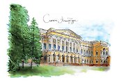 Открытка 10*15см тушь СПб Русский музей О/010/020